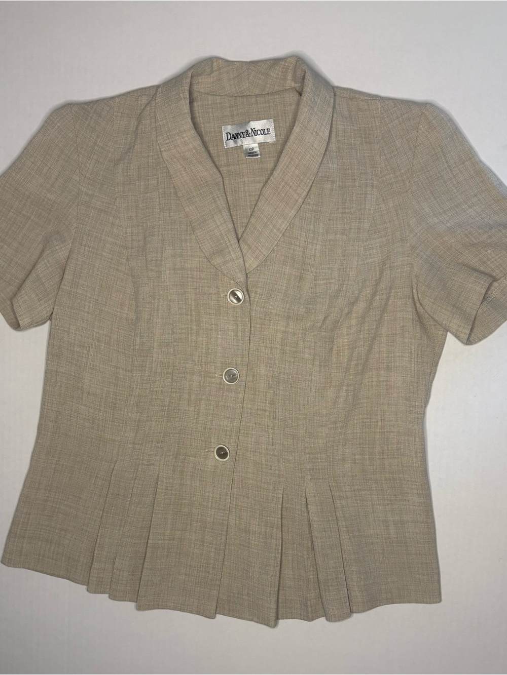 Vintage 90s Danny & Nicole Beige Textured Shirt Jacket - Women’s Size 12P